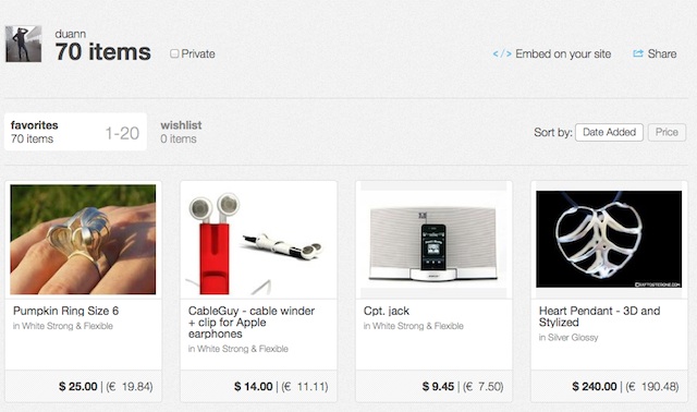 Share Shapeways Favorites