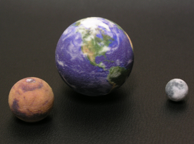 3D Printed Earth Moon Mars