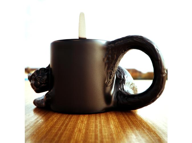 3D Printed Ceramics Cat Coffee Mug on Shapeways