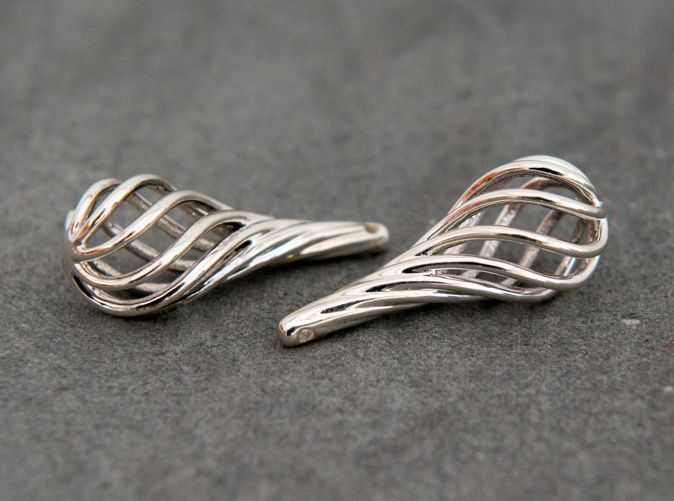 Shapeways Eardrops Premium Silver