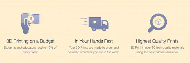 Shapeways student discount 3D printing