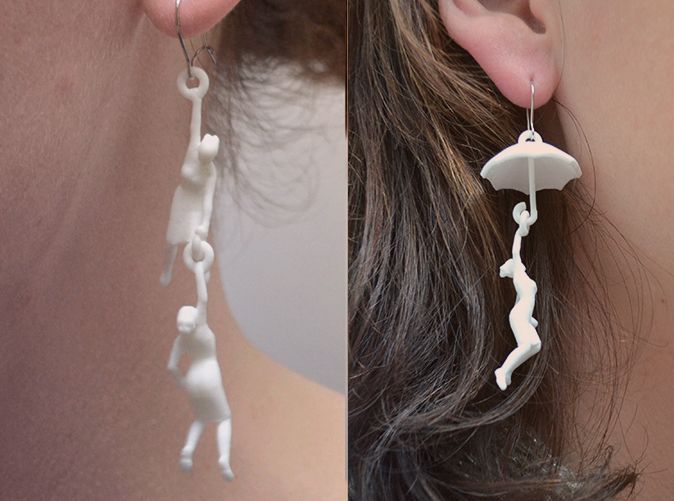 3D Printed Umbrella Girls Earrings