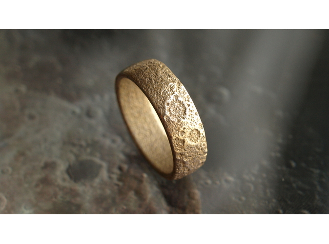 gold plated 3D printed moon ring