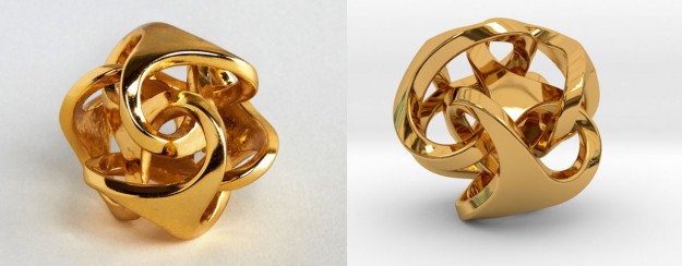 Bathsheba’s Ora Pendant in Gold Plated Brass photo (left) and render (right):