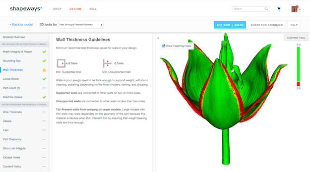 Heatmap Wall Thickness 3D tools Flower