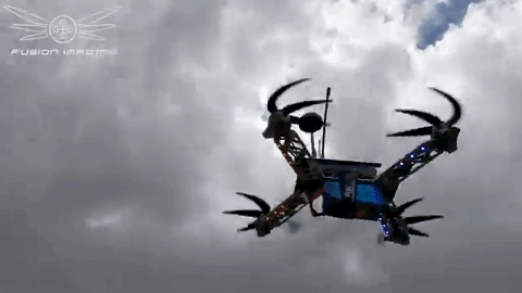 3D printed Aluminum drone flying