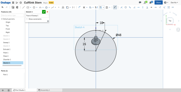 designing a 3D printed cufflink-step 7