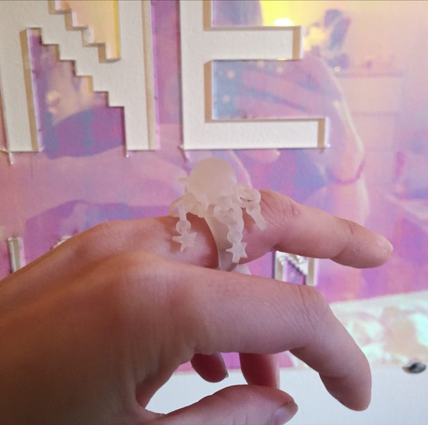 frosted ultra detail prototype of 3D printed Cassiopeia ring