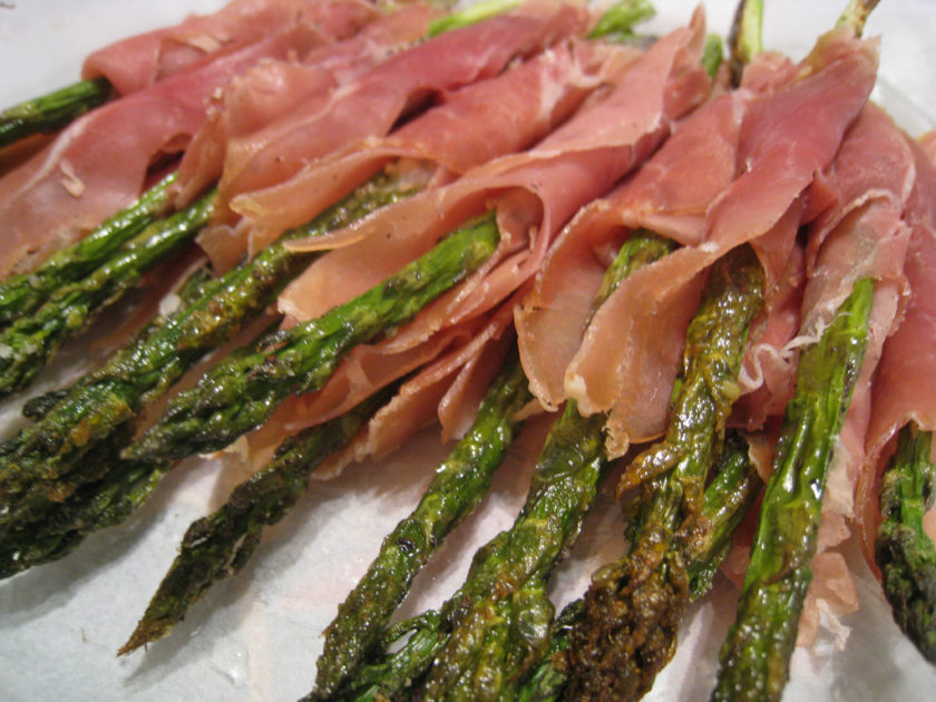 Prosciutto wrapped asparagus