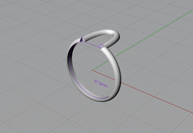 U shape ring design with band extruded, size 7, 17.3mm