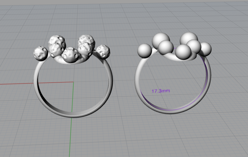 Size 7 U-shaped ring, moon rock and smooth orbs