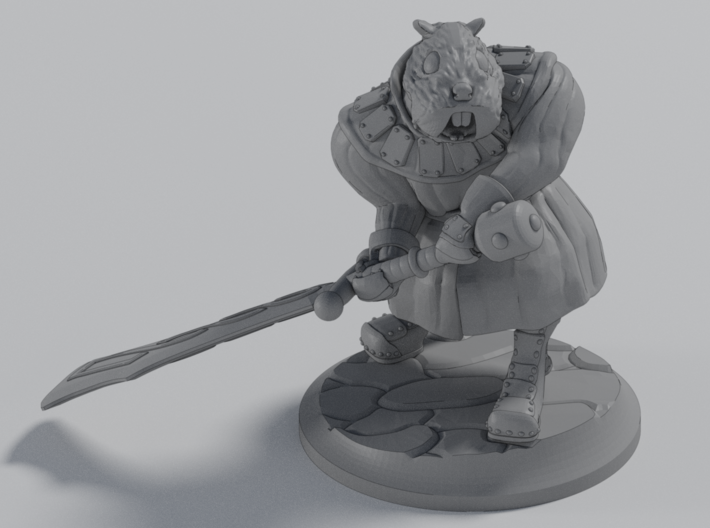 Gregario the Half-Hamster warrior MADE BY Curio Inventorium wargaming character tabletop contest Wacom