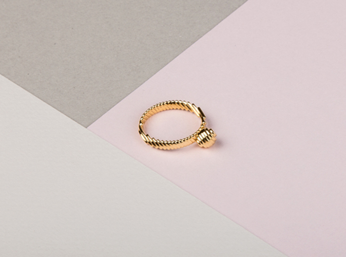 pearl ring gold ribbed 3D printed jewelry