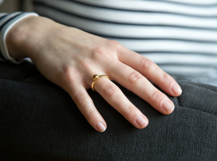 pearl ring gold ribbed 3D printed jewelry