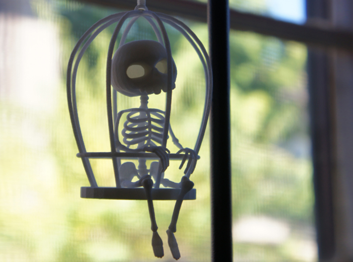 Hanging skeleton in a cage Halloween decoration home decor