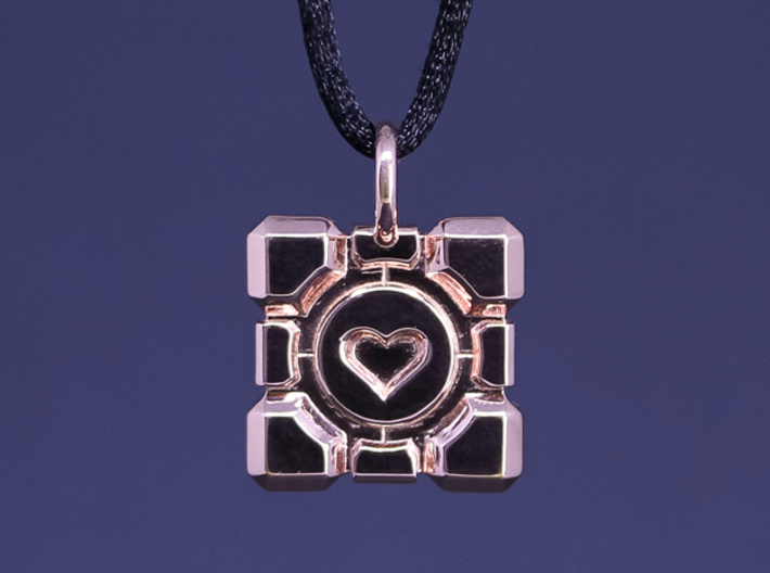 Portal Companion Cube Thin Pendant by Shane Smith of Sandman Artistry
