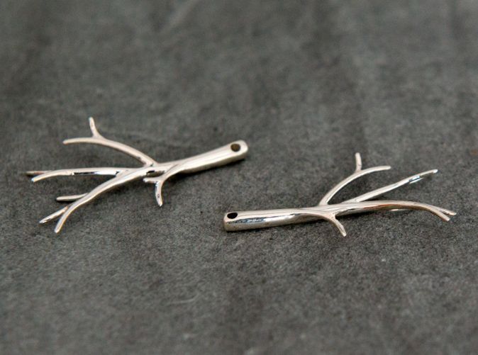 Shapeways Twiggy Earrings Premium Silver