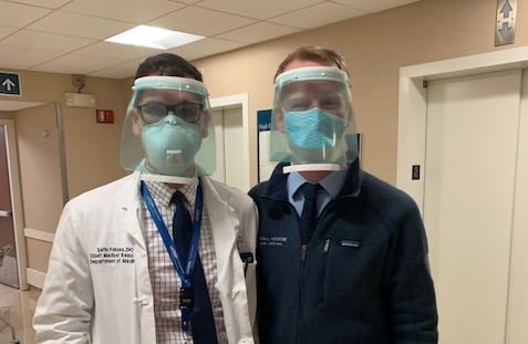 3D printed face shields worn by the medical staff