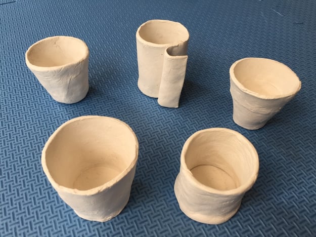 Some attempts at clay cups – not very successful!