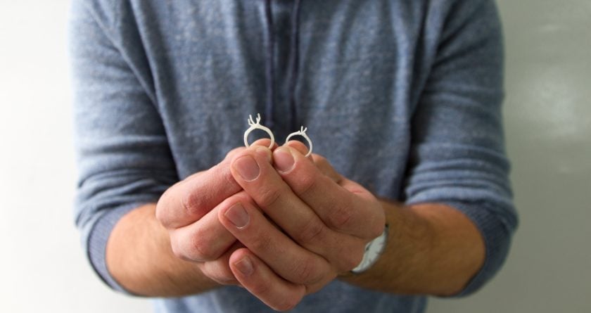3D printed prototypes of Jen's engagement ring