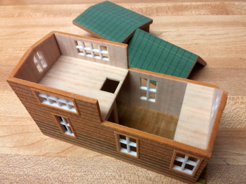 1:48 scale 3D Printed teeny tiny cabin in color by d12dozr on sketchUcation