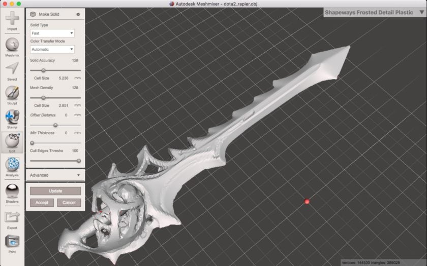 Valve Dota 2 rapier 3D modeling tutorial for 3D printing