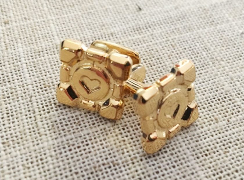 Valve games Portal weighted companion cube cufflinks men's jewelry