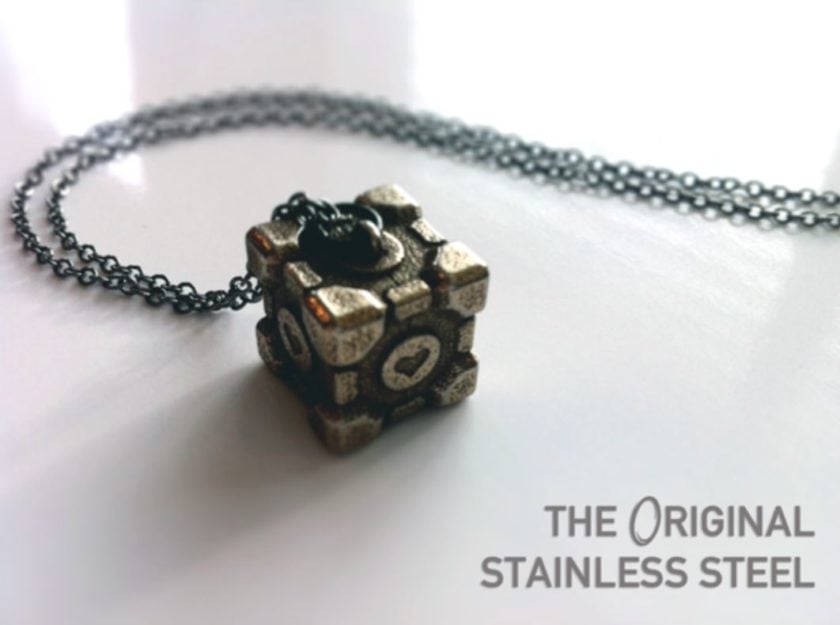 valve games weighted portal companion cube necklace pendant