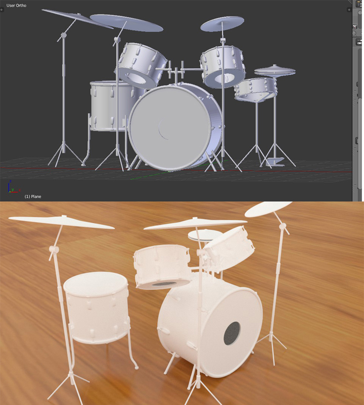 Drums 3d file and then the actual print.jpg